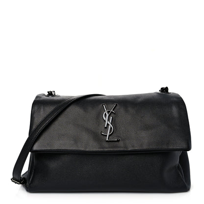 Saint Laurent Grain De Poudre Medium West Hollywood Monogram Fold-Over Black 1 of 10