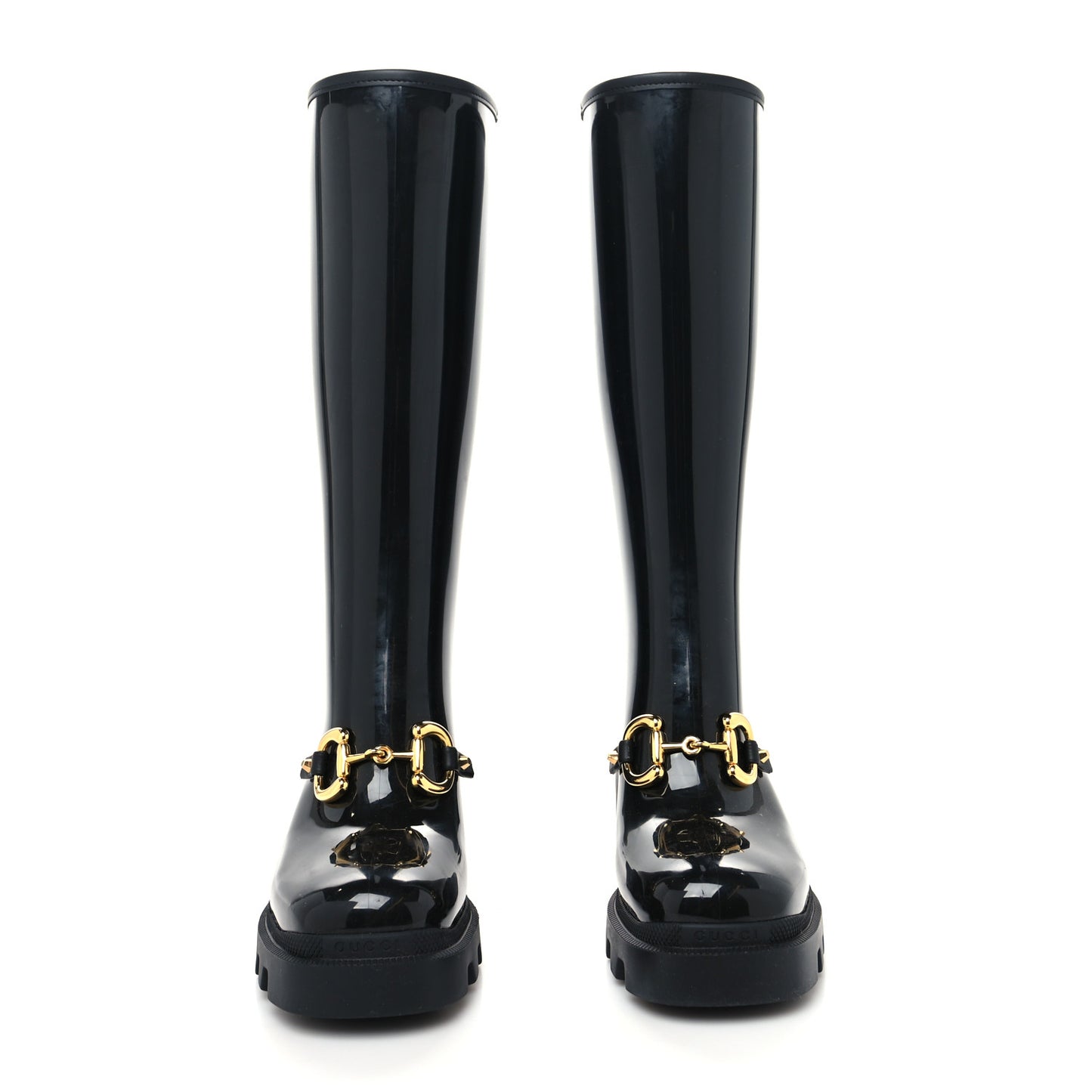 Rubber Horsebit Knee High Boots 36 Black
