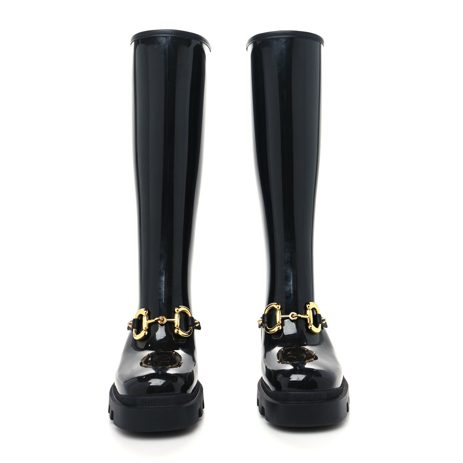 Gucci Rubber Horsebit Knee High Boots 36 Black 2 of 7