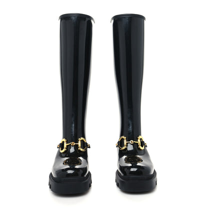 Gucci Rubber Horsebit Knee High Boots 36 Black 2 of 7