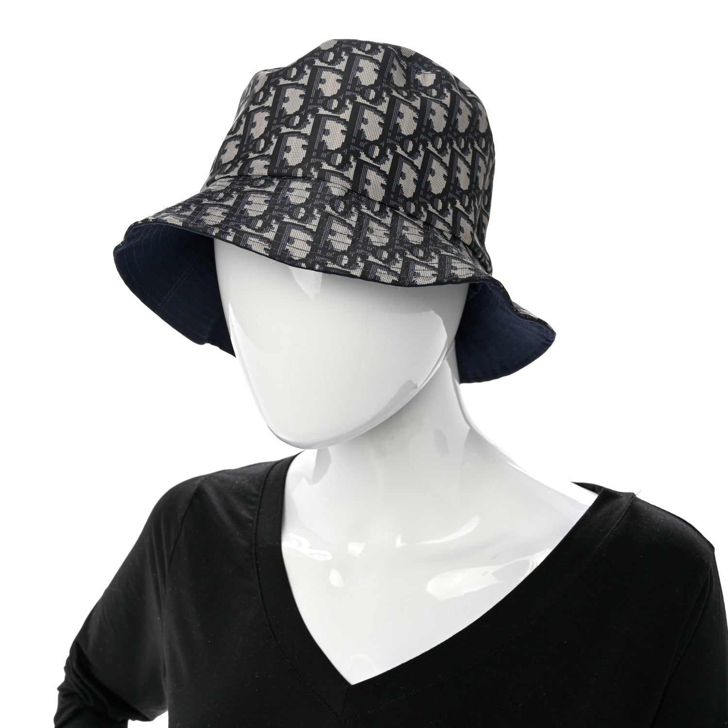 Christian Dior Oblique Reversible Teddy-D Brim Bucket Hat 58 Blue 10 of 15