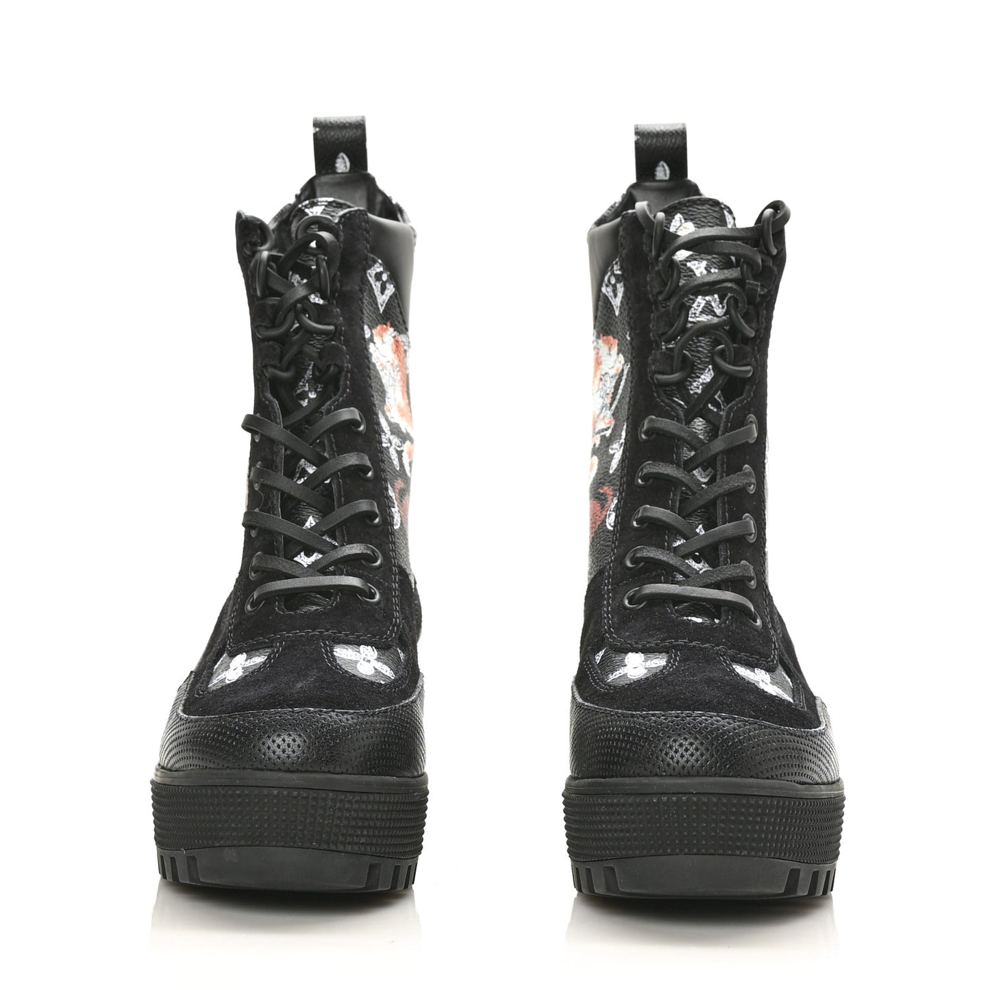Suede Calfskin Catogram Laureate Platform Desert Boots 36.5 Black