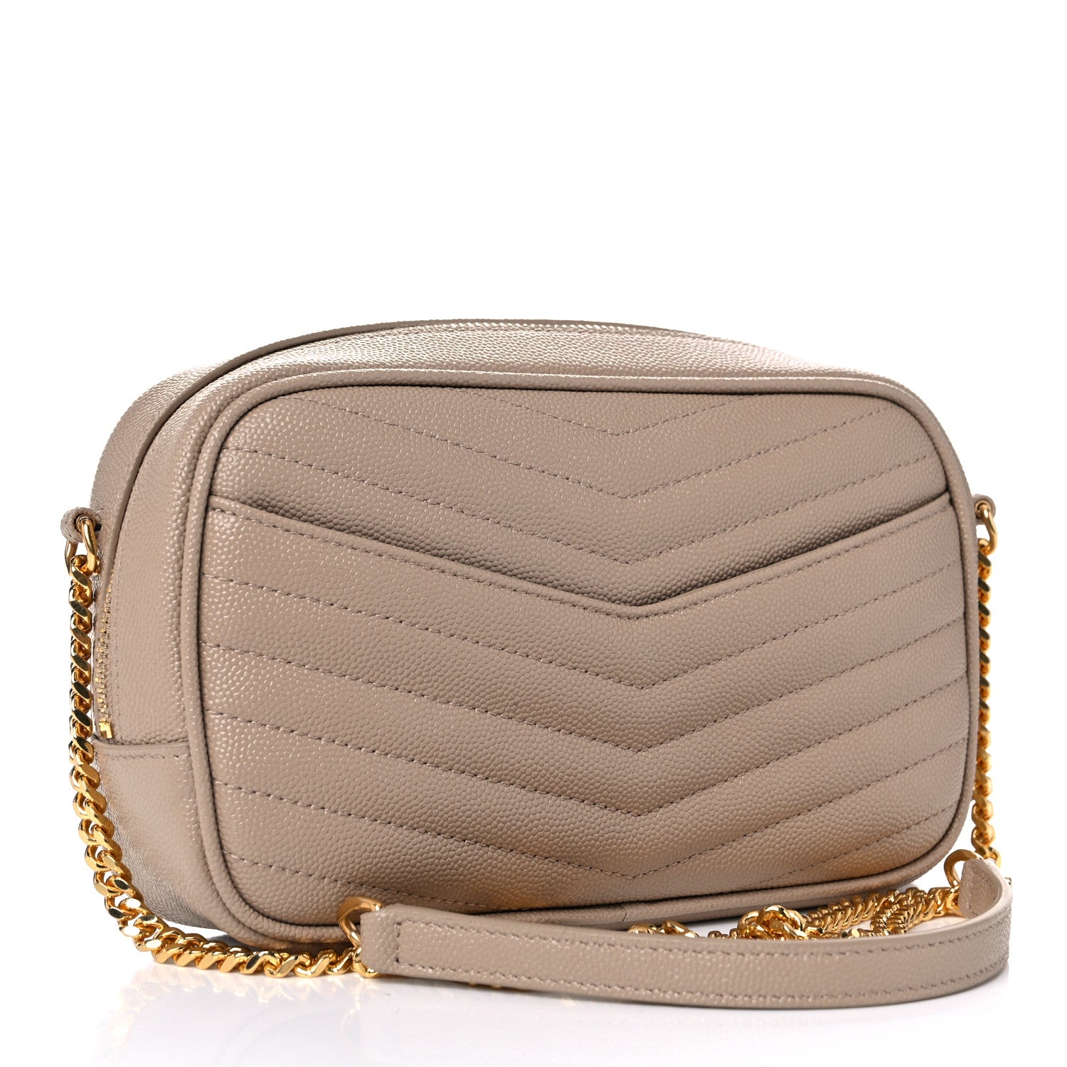 Saint Laurent Grain De Poudre Matelasse Monogram Mini Lou Camera Bag Dark Beige 3 of 10