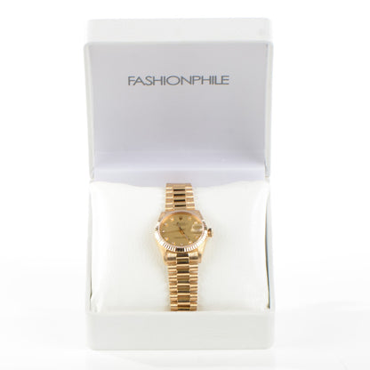 Rolex 18K Yellow Gold Diamond 31mm Oyster Perpetual Datejust President Watch Champagne 68278 8 of 8