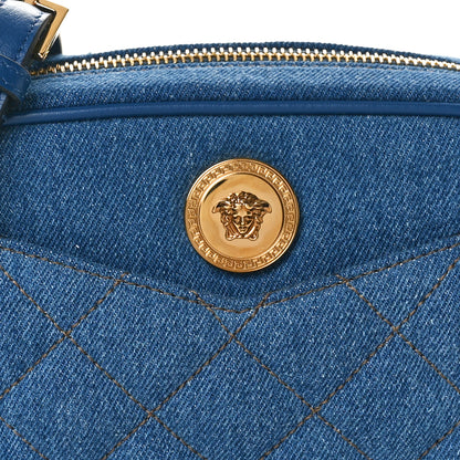 Versace Denim Quilted La Medusa Camera Bag Blue 8 of 10