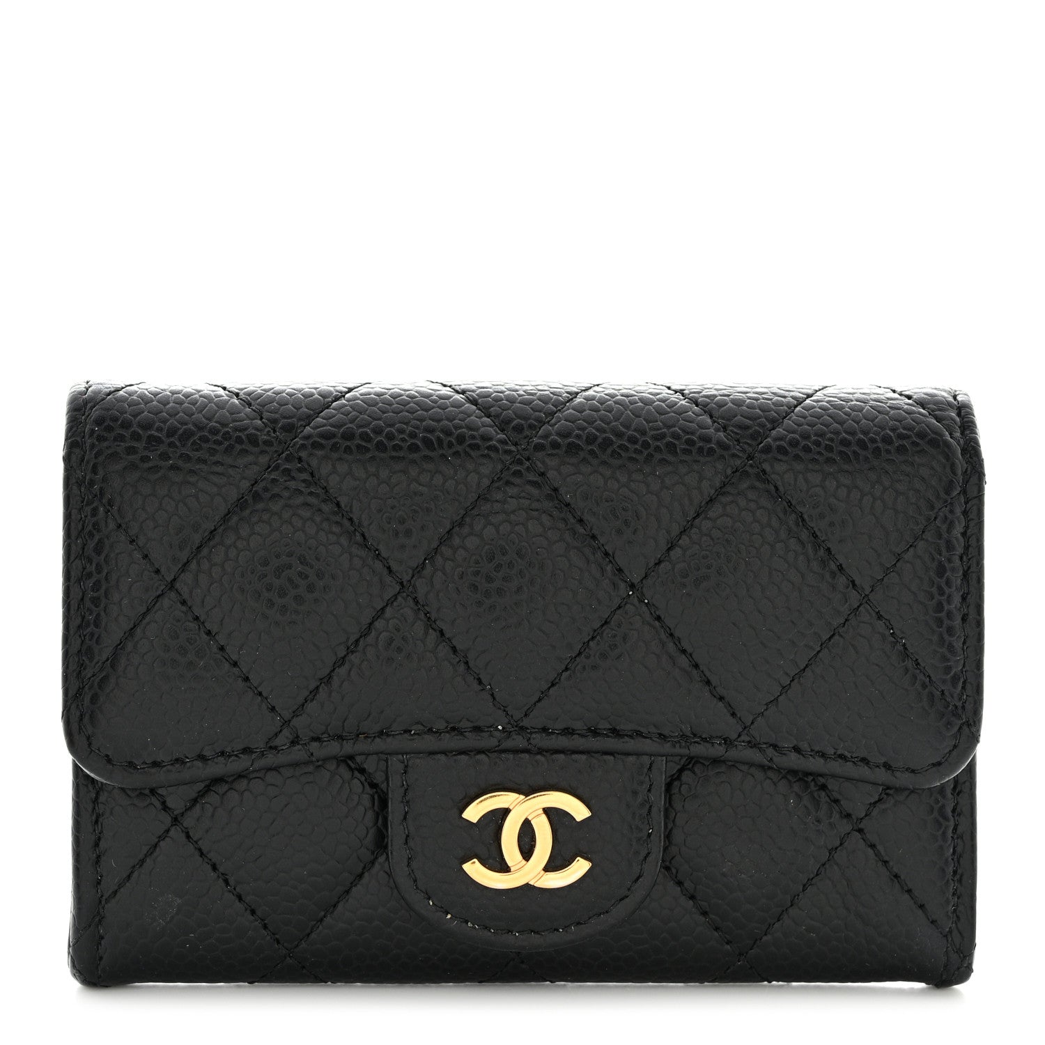 Chanel Caviar Quilted Flap Card Holder Wallet Black 1 of 11