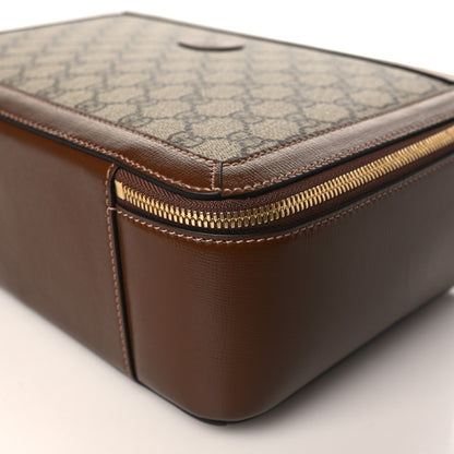 Gucci GG Supreme Monogram Glazed Textured Calfskin Retro Interlocking G Box Shoulder Bag Beige Ebony Brown Sugar 9 of 9