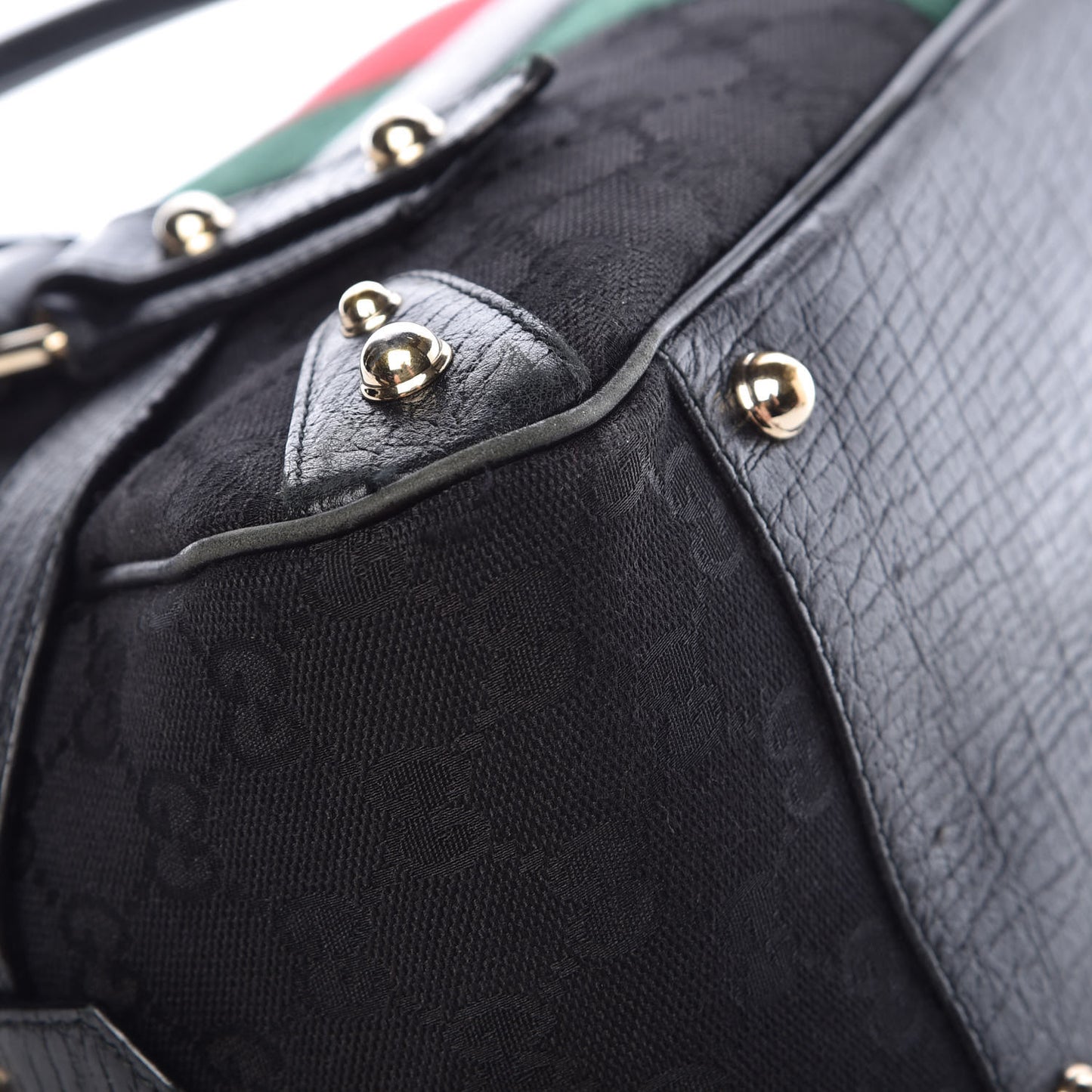 Monogram Web Large Horsebit Satchel Chain Black