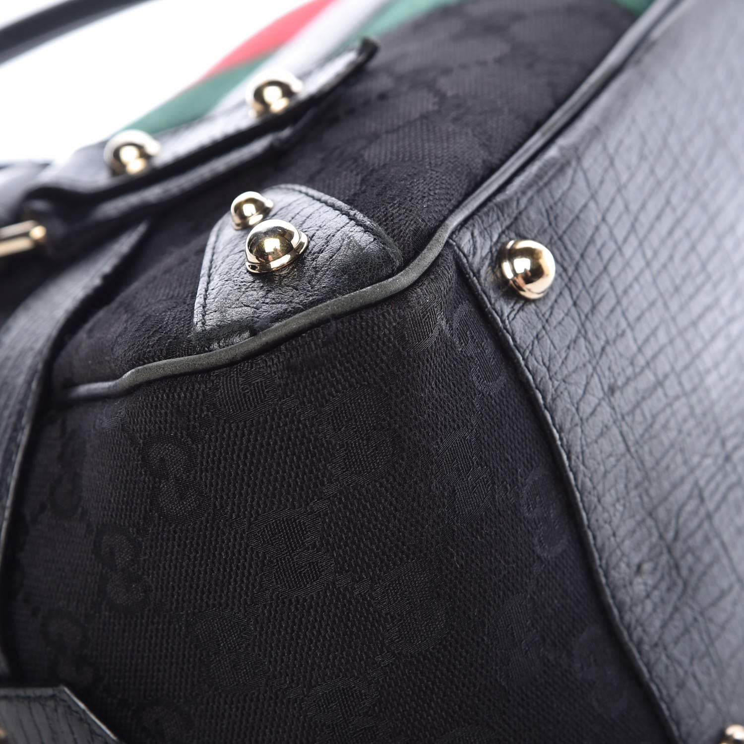 Gucci Monogram Web Large Horsebit Satchel Chain Black 13 of 15