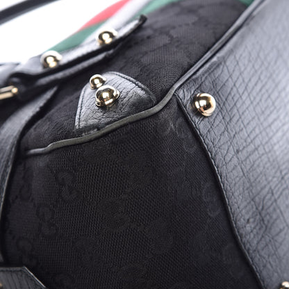 Gucci Monogram Web Large Horsebit Satchel Chain Black 13 of 15