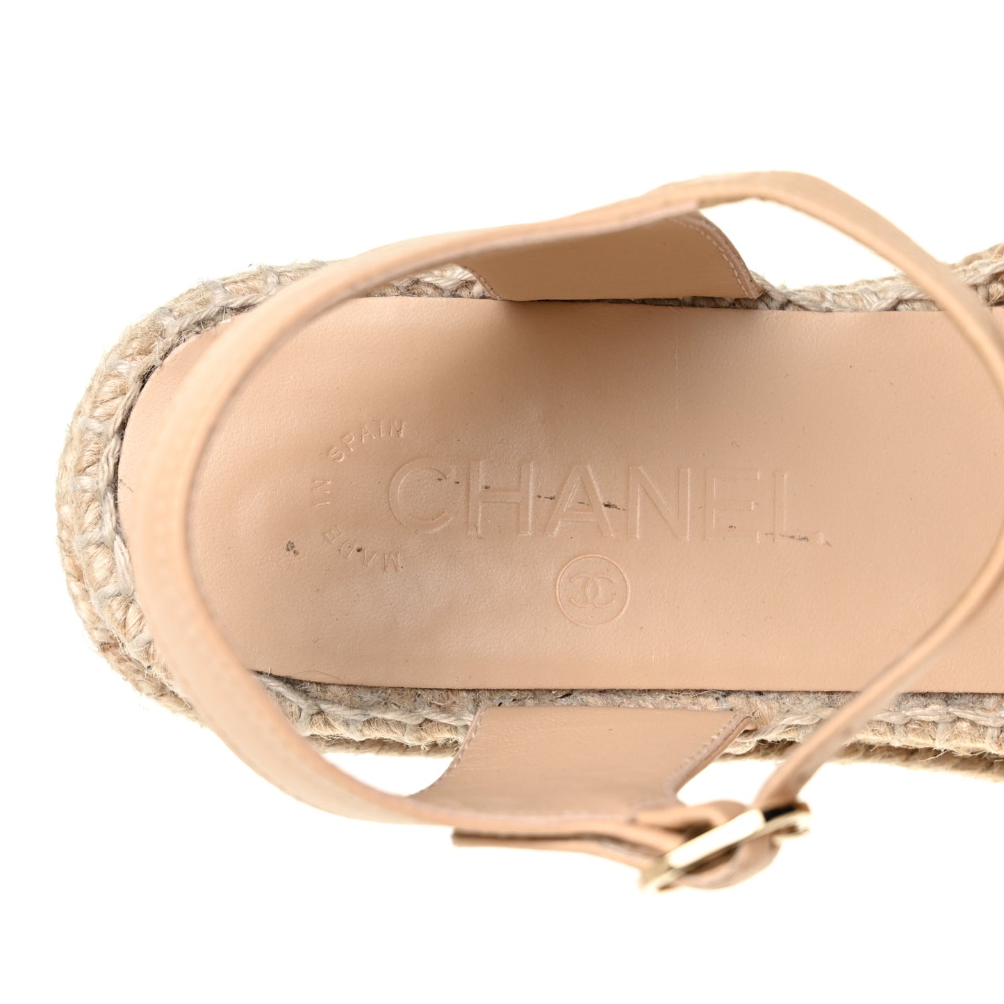 Lambskin Cap Toe CC Espadrille Sandals 37 Beige Black
