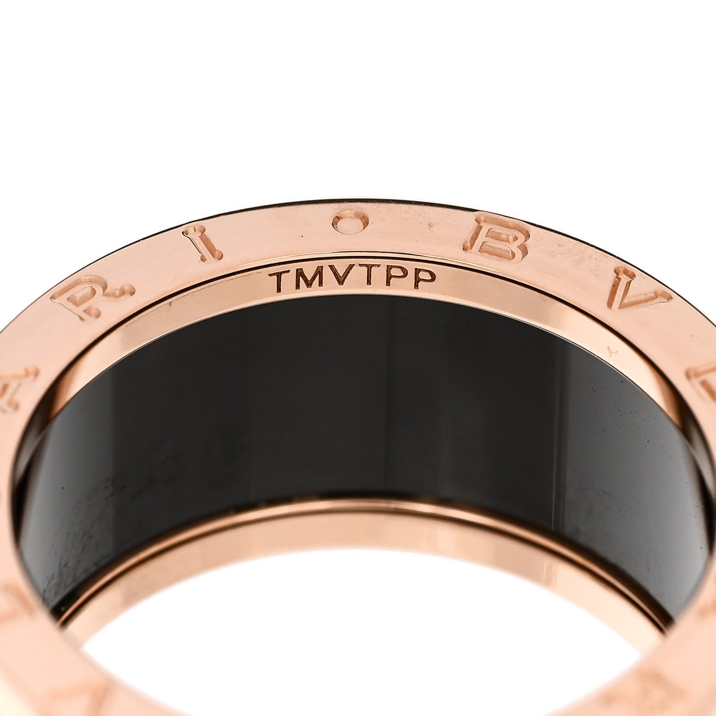 18K Rose Gold Black Ceramic B.Zero1 Four-Band Ring 60 9
