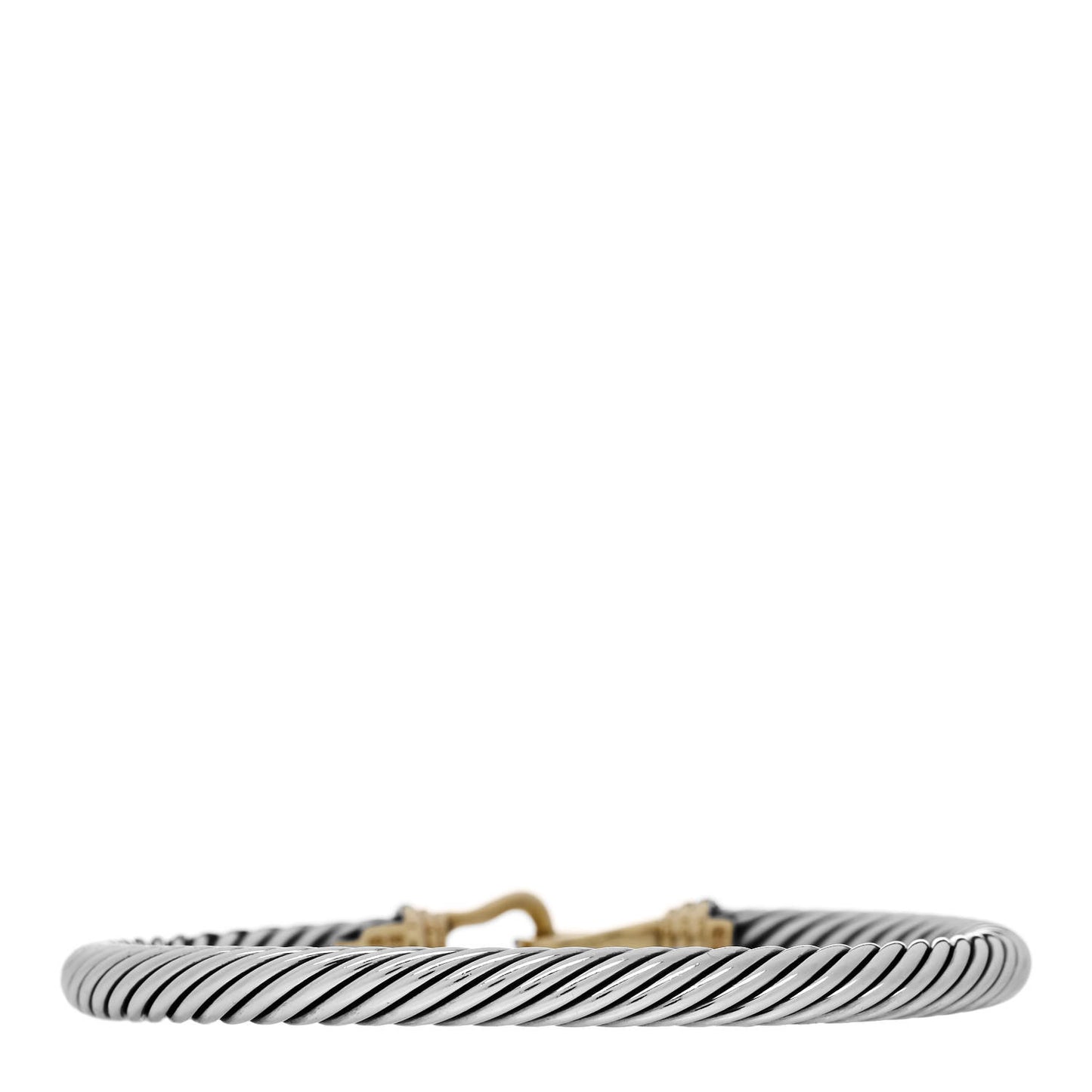 Sterling Silver 14K Yellow Gold 5mm Cable Classic Buckle Bracelet