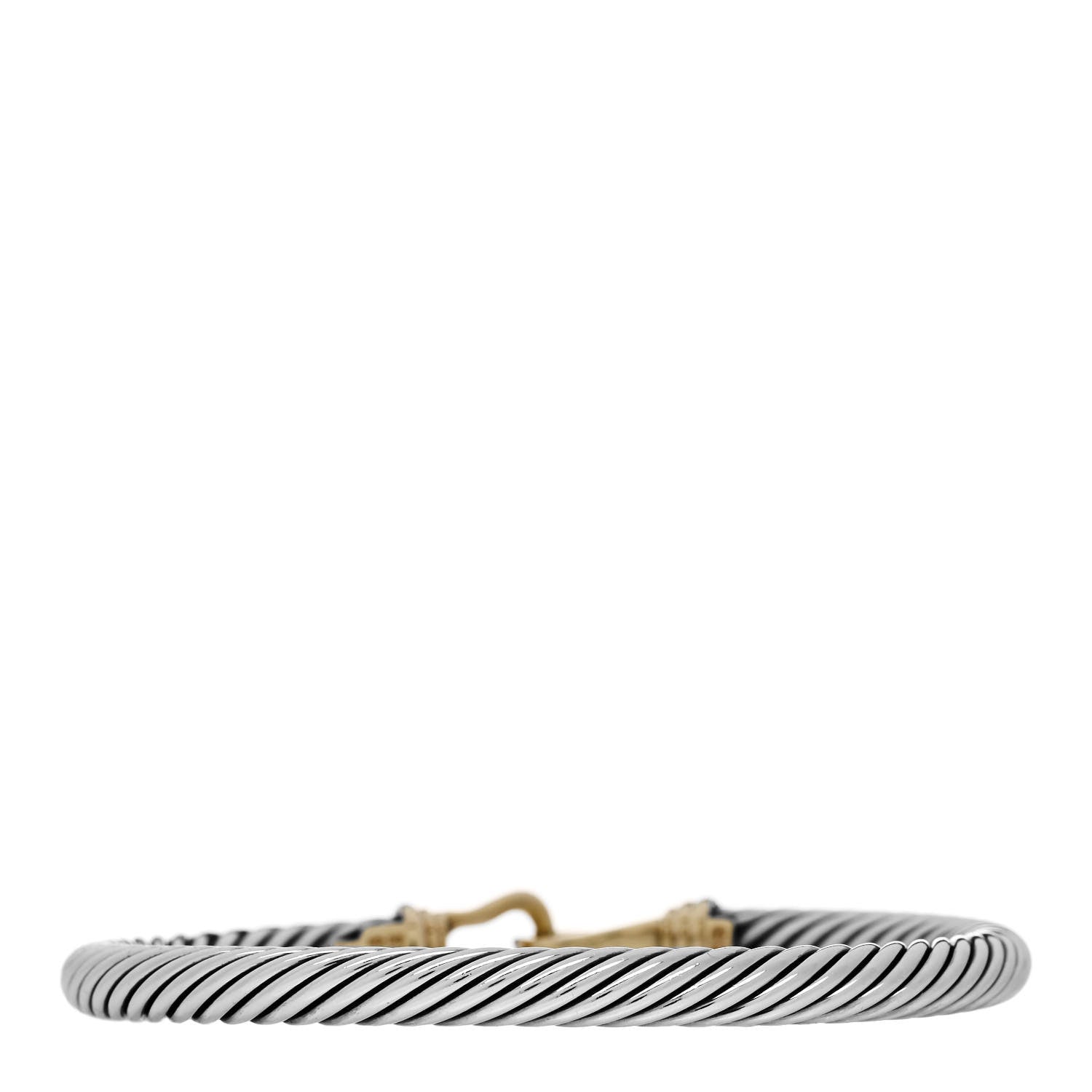 David Yurman Sterling Silver 14K Yellow Gold 5mm Cable Classic Buckle Bracelet 2 of 4