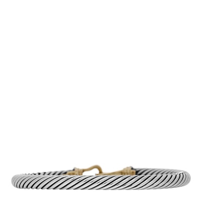 David Yurman Sterling Silver 14K Yellow Gold 5mm Cable Classic Buckle Bracelet 2 of 4