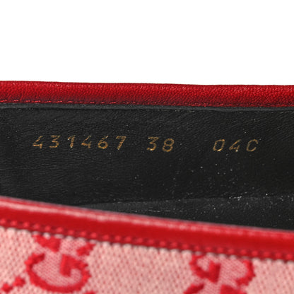 Gucci Canvas GG Monogram Horsebit Womens Jordaan Loafers 38 Gardenia Hibiscus Red 8 of 9