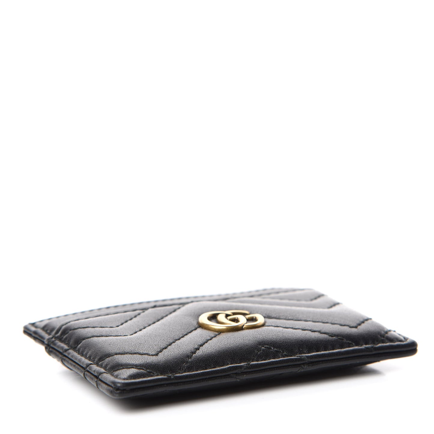 Calfskin Matelasse GG Marmont Card Holder Black