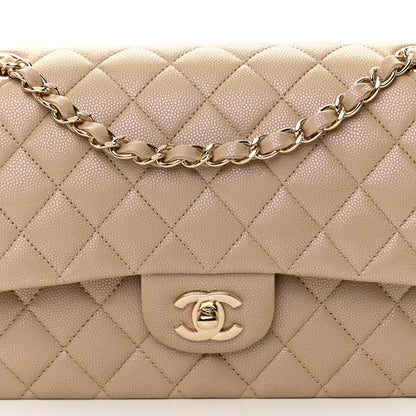 Chanel Iridescent Caviar Quilted Medium Double Flap Dark Beige 8 of 11