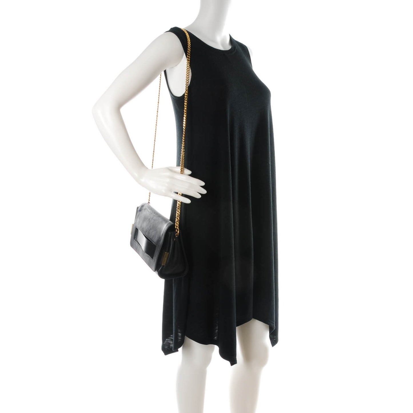 Lambskin Medium Elle Chain Clutch Black