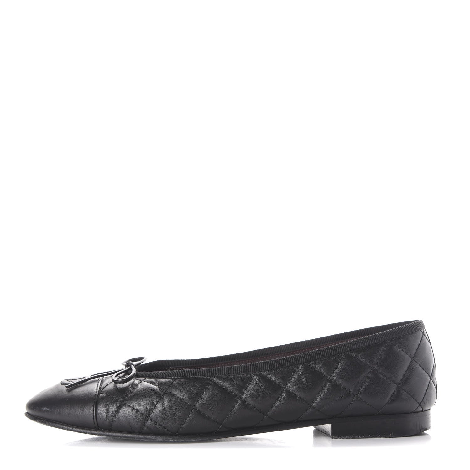 Chanel Aged Calfskin Quilted CC Cap Toe Ballerina Flats 39 Black 1 of 11