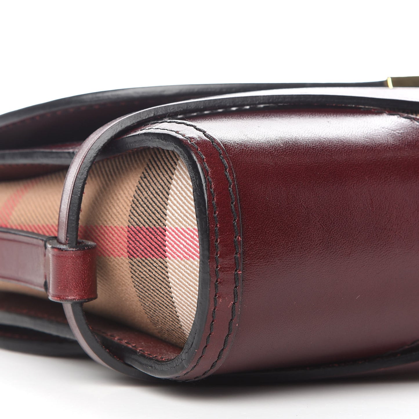 House Check Bridle Calfskin Small Abbott Crossbody Bag Red Claret