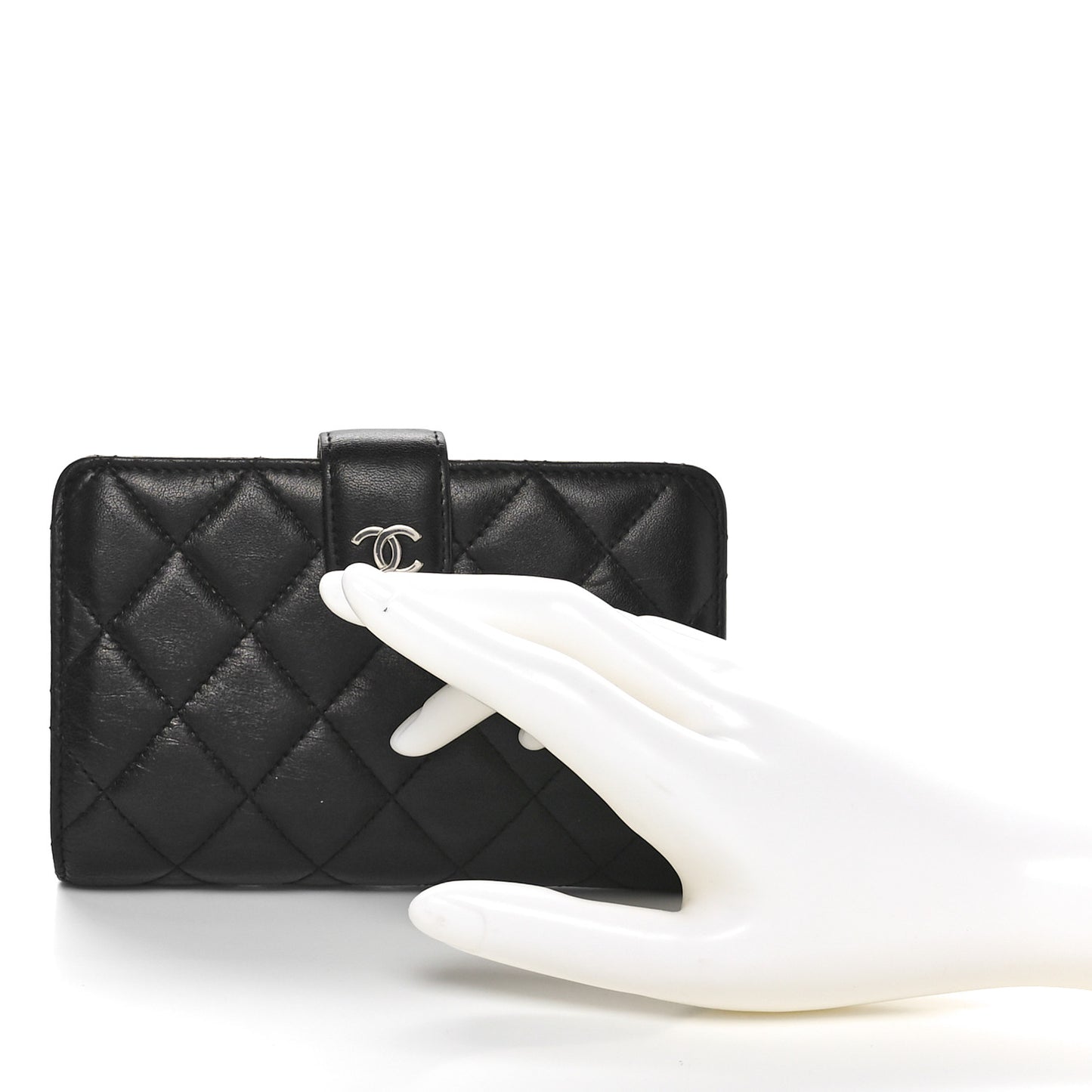Lambskin Quilted Zipped Pocket Wallet Black