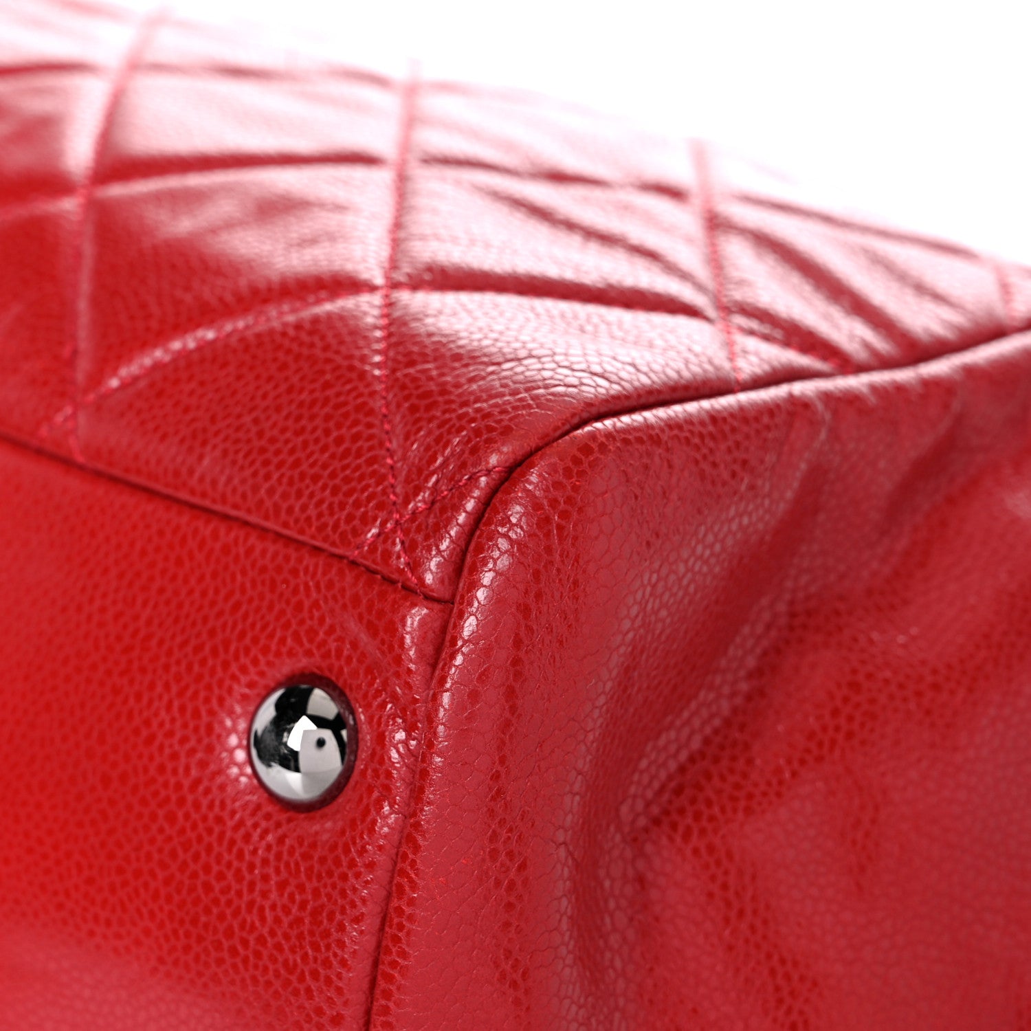 Chanel Soft Caviar Quilted Large Cells Tote Red 9 of 15