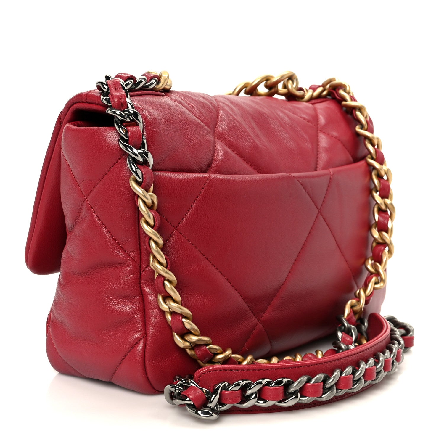 Chanel Goatskin Quilted Medium Chanel 19 Flap Red 3 of 10