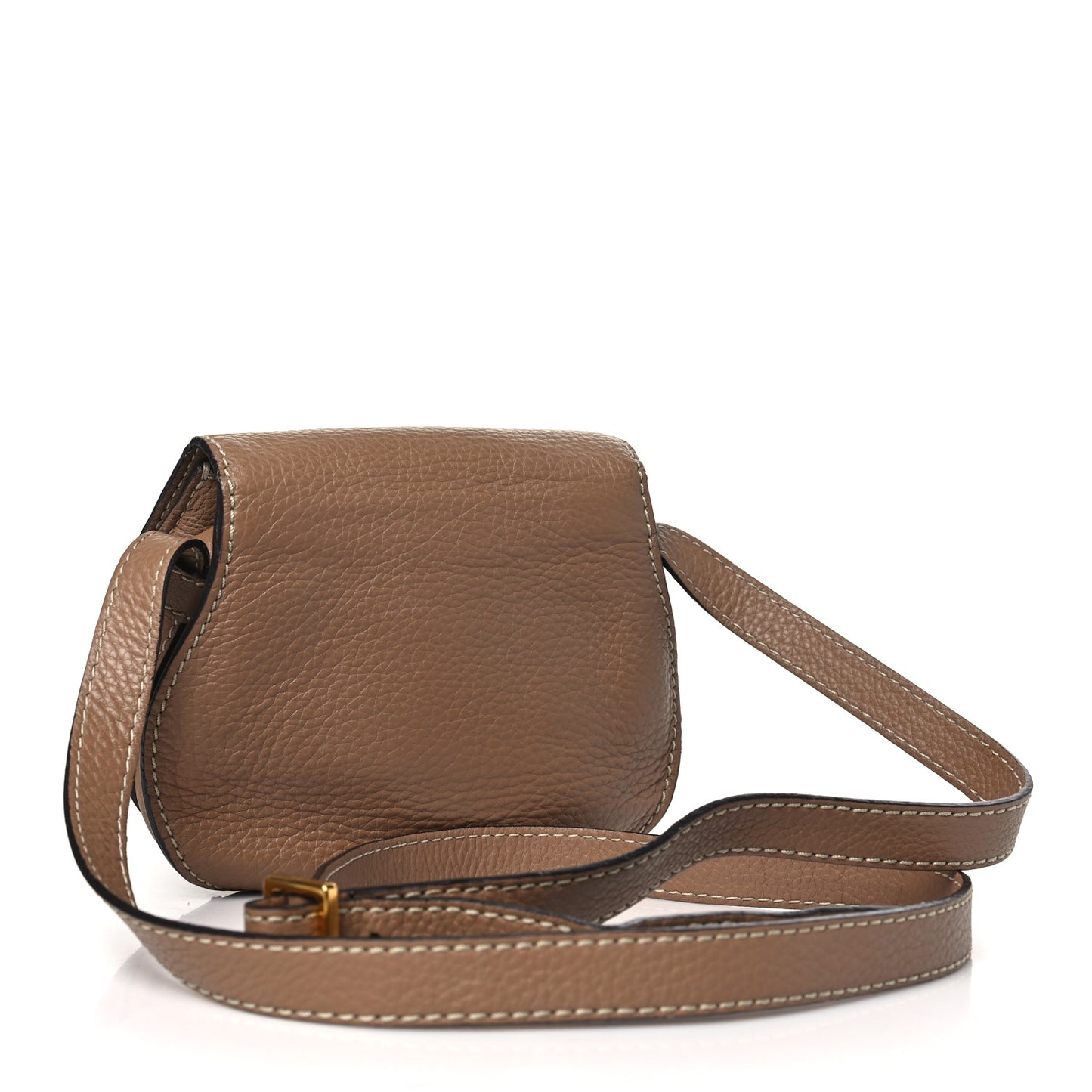 Grained Calfskin Small Marcie Saddle Bag Nut