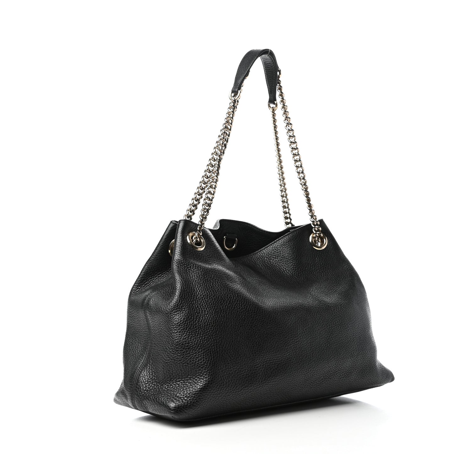 Pebbled Calfskin Medium Soho Chain Shoulder Bag Black