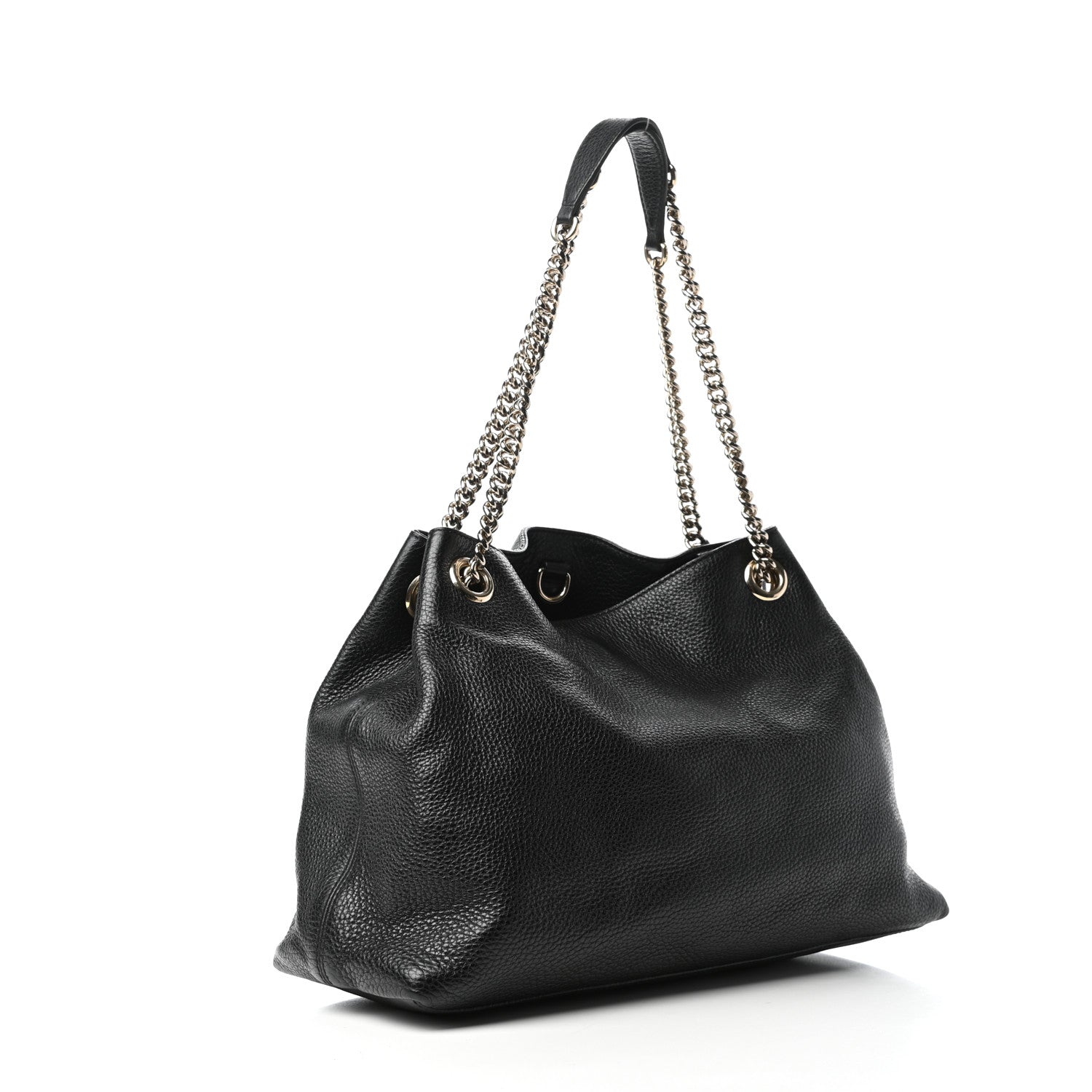 Gucci Pebbled Calfskin Medium Soho Chain Shoulder Bag Black 3 of 9