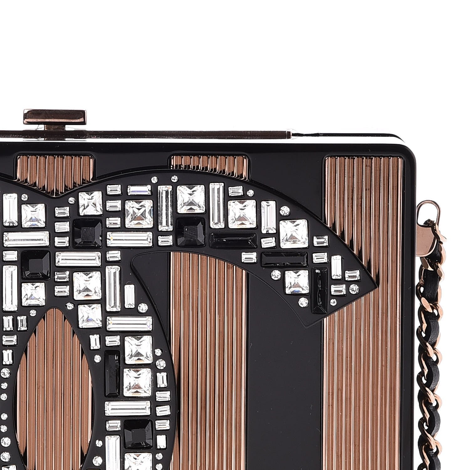 Chanel Plexiglass Crystal CC Minaudiere Clutch Black Copper 8 of 9