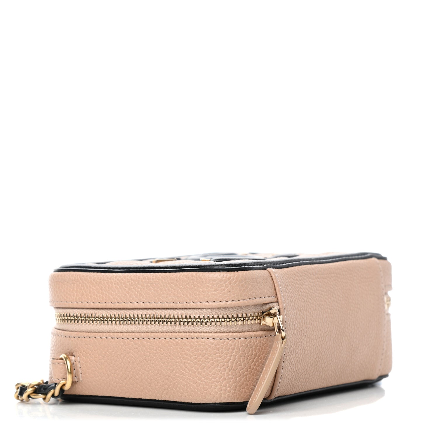 Chanel Caviar Quilted CC Filigree Vanity Clutch With Chain Beige Black 3 of 6