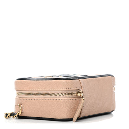 Chanel Caviar Quilted CC Filigree Vanity Clutch With Chain Beige Black 3 of 6