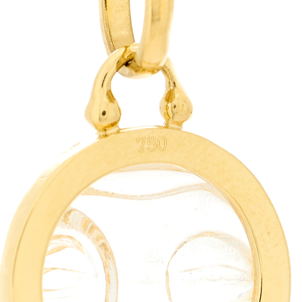 Temple St. Clair 18K Yellow Gold Diamond Rock Crystal 15mm Moonface Pendant 2 of 3