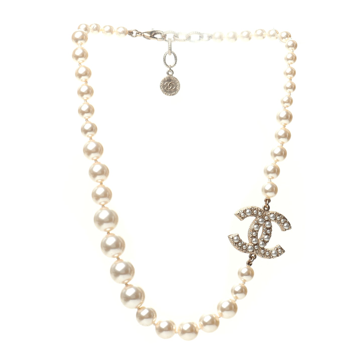 Pearl CC 100th Anniversary Necklace Light Gold