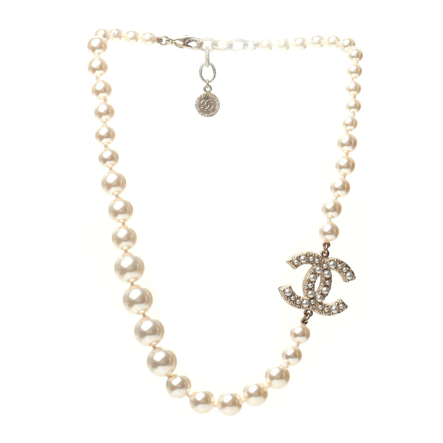 Chanel Pearl CC 100th Anniversary Necklace Light Gold 3 of 7