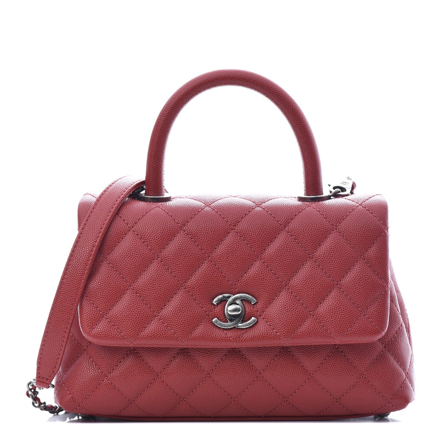 Chanel Caviar Quilted Mini Coco Handle Flap Dark Red 1 of 12