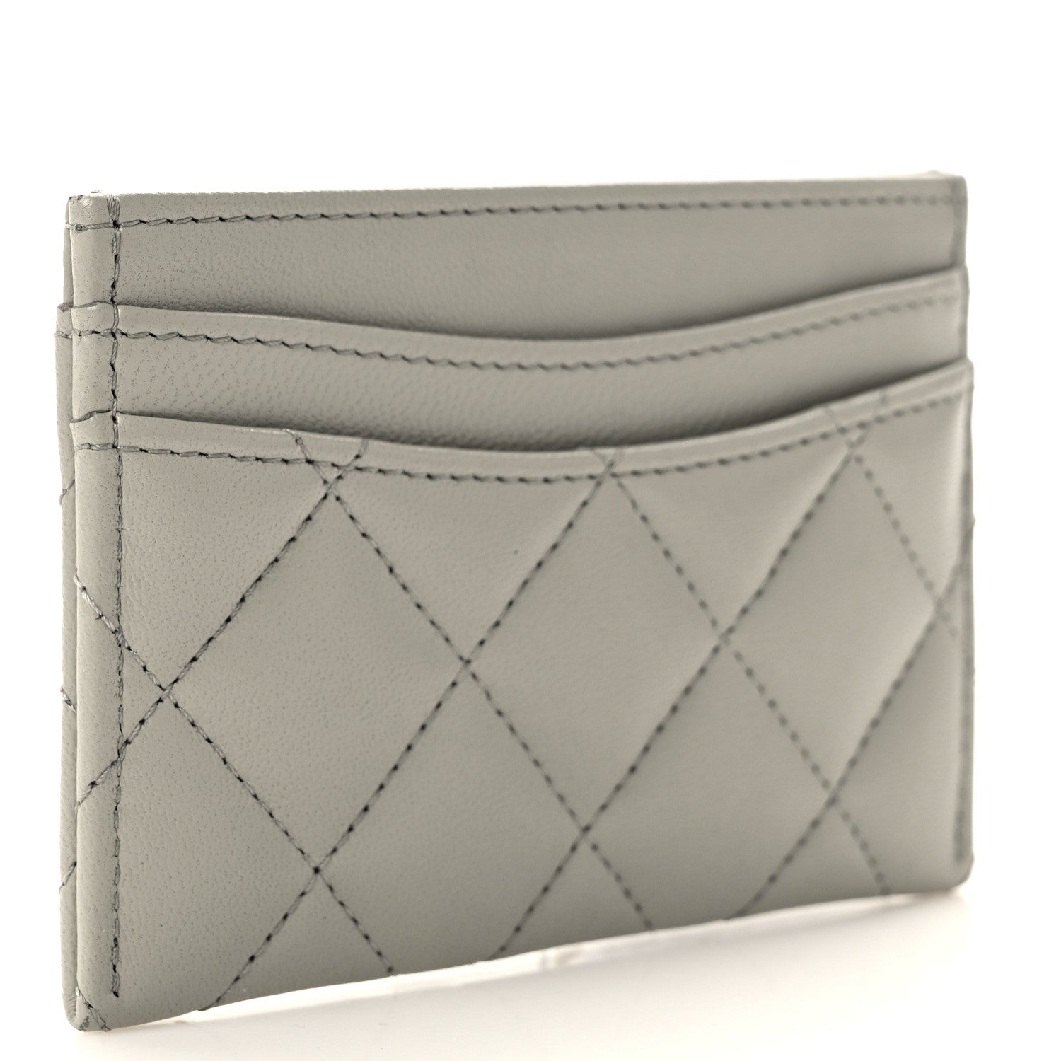 Chanel Lambskin Quilted Card Holder Grey 3 of 11