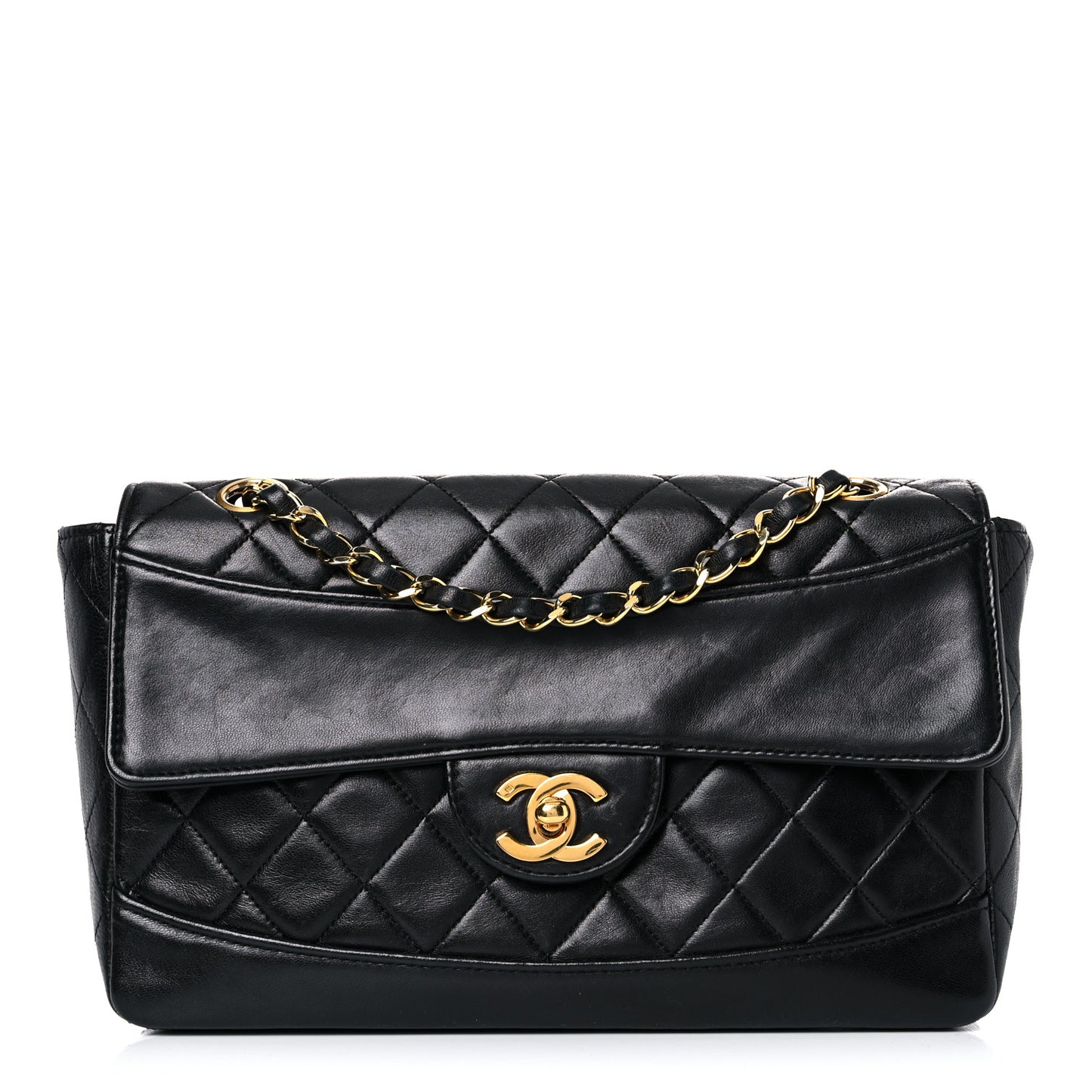 Lambskin Quilted Medium Single Flap Black