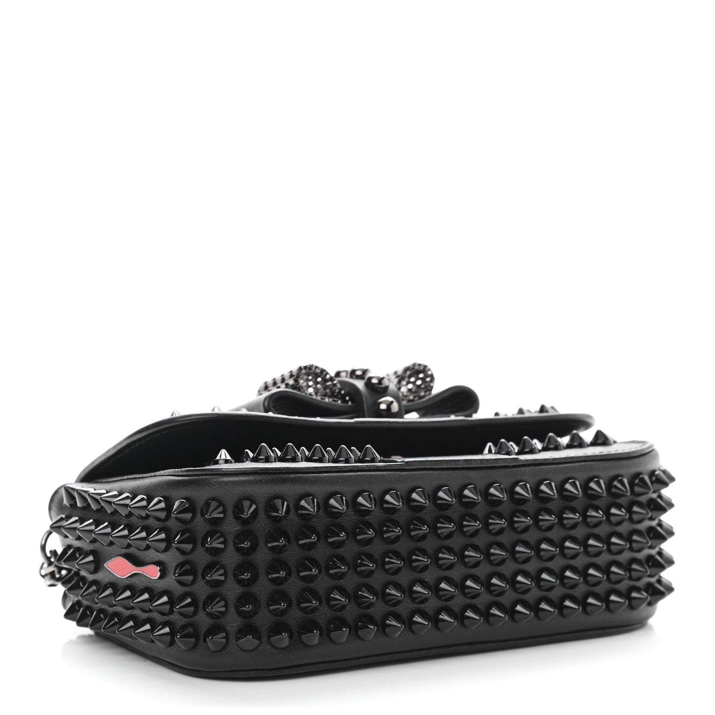 Calfskin Spikes Sweety Charity Crossbody Bag Black