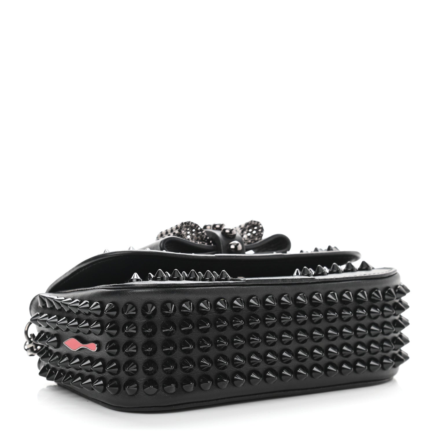 Christian Louboutin Calfskin Spikes Sweety Charity Crossbody Bag Black 4 of 12