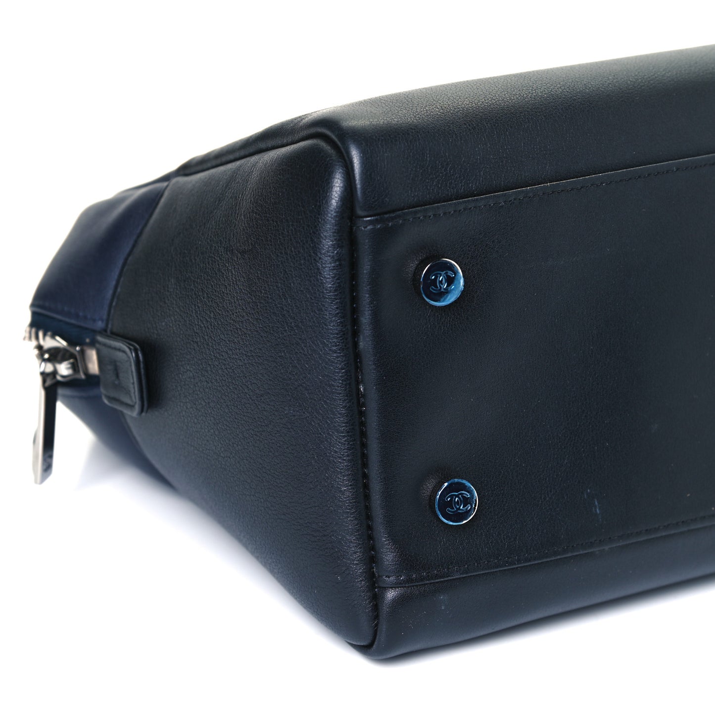 Calfskin Timeless Duo Bowling Bag Dark Navy Black