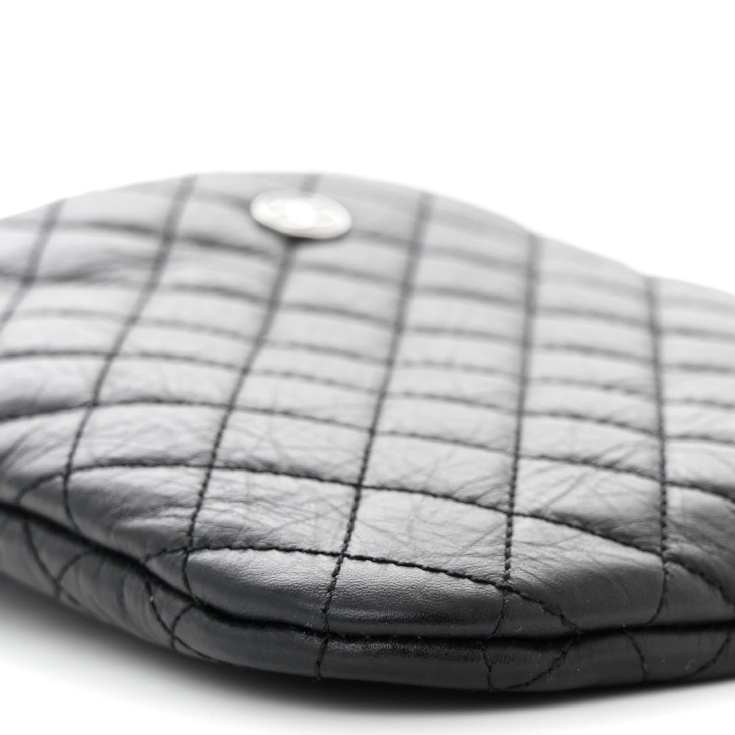 Aged Calfskin Quilted Crossbody Bag Black
