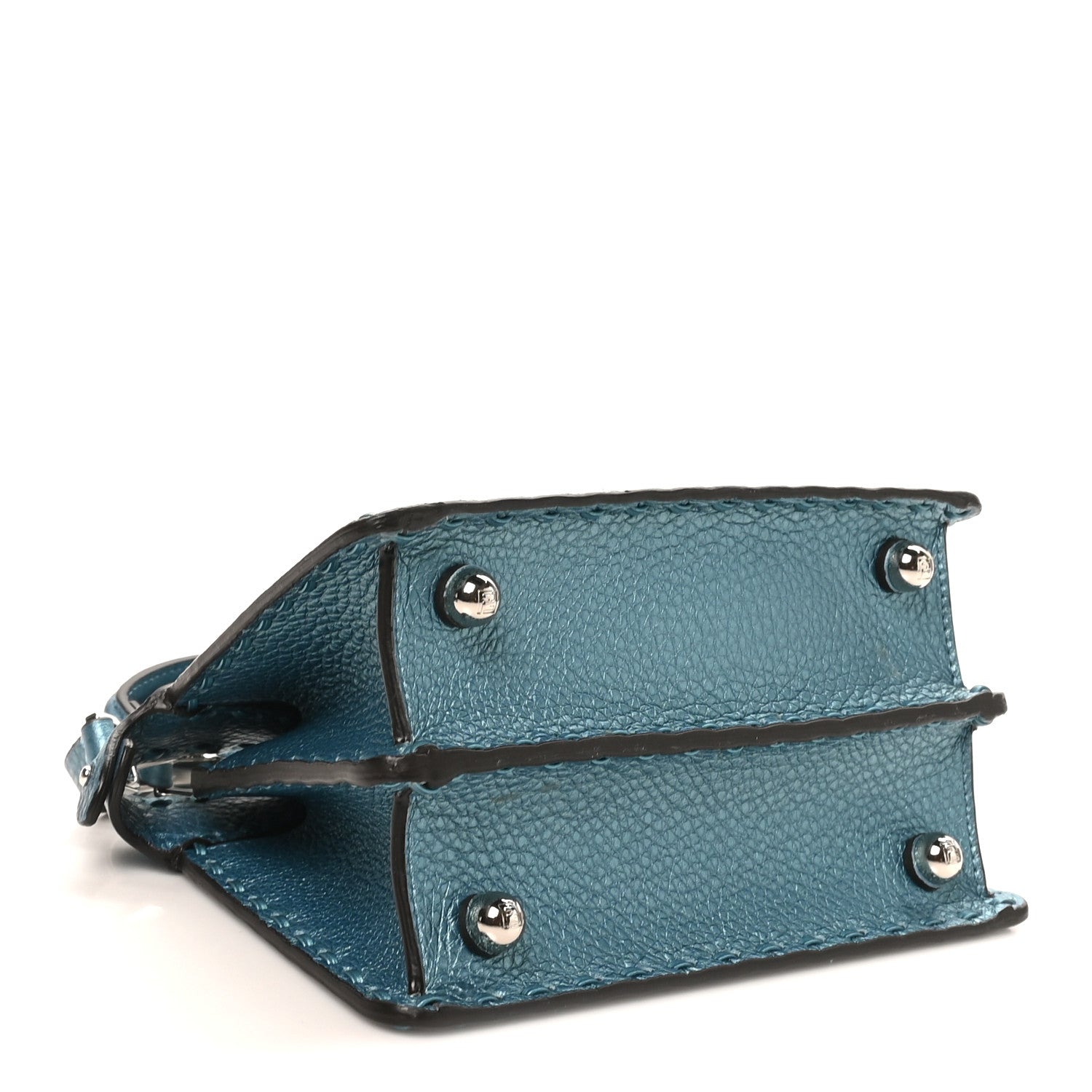 Fendi Metallic Cuoio Roma Sellerissima Nappa Sintetica Tape Stitch Petite Peekaboo I SEE U Iconic Satchel Placca Argento 4 of 9