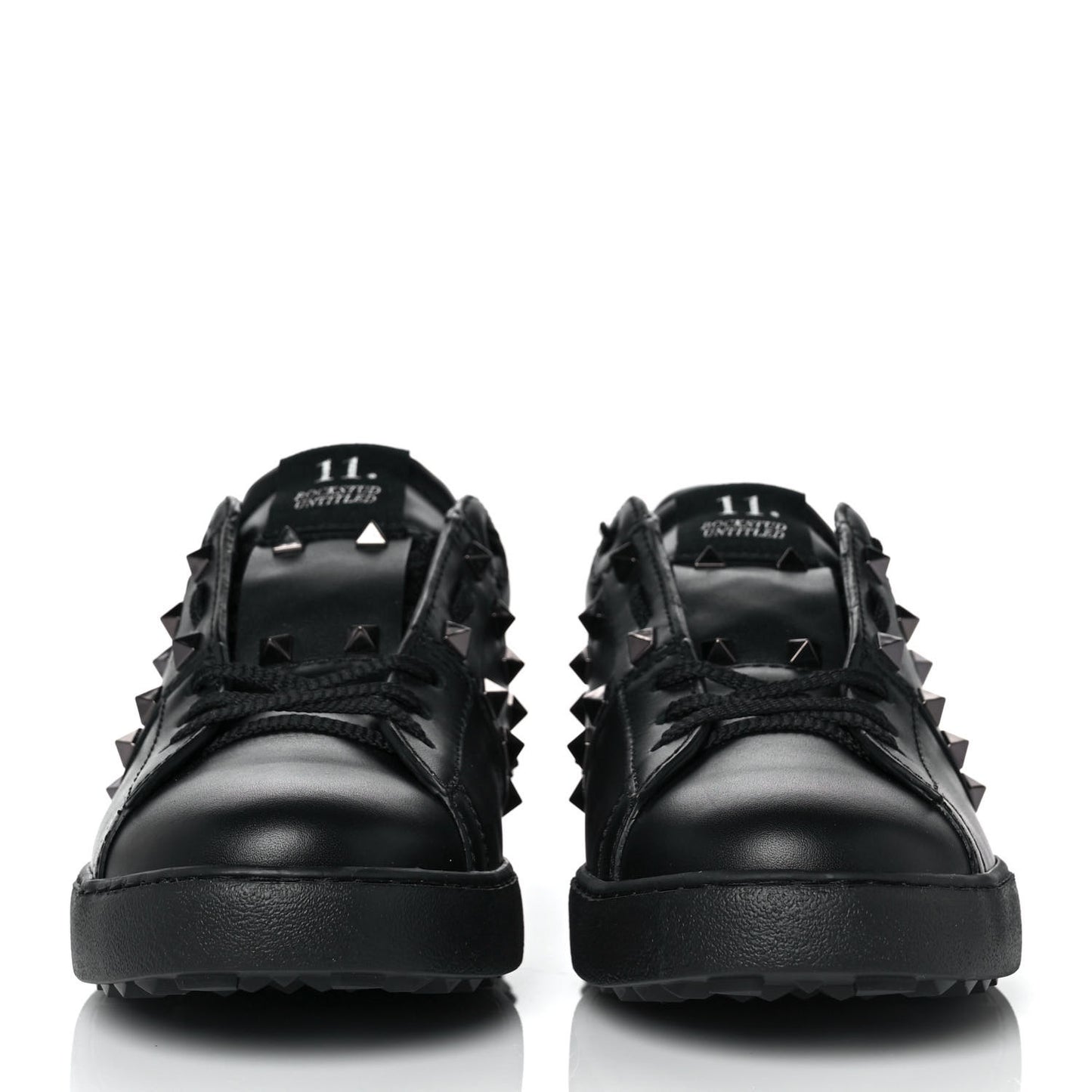 Calfskin Mens Rockstud Untitled Open Sneakers 40.5 Black