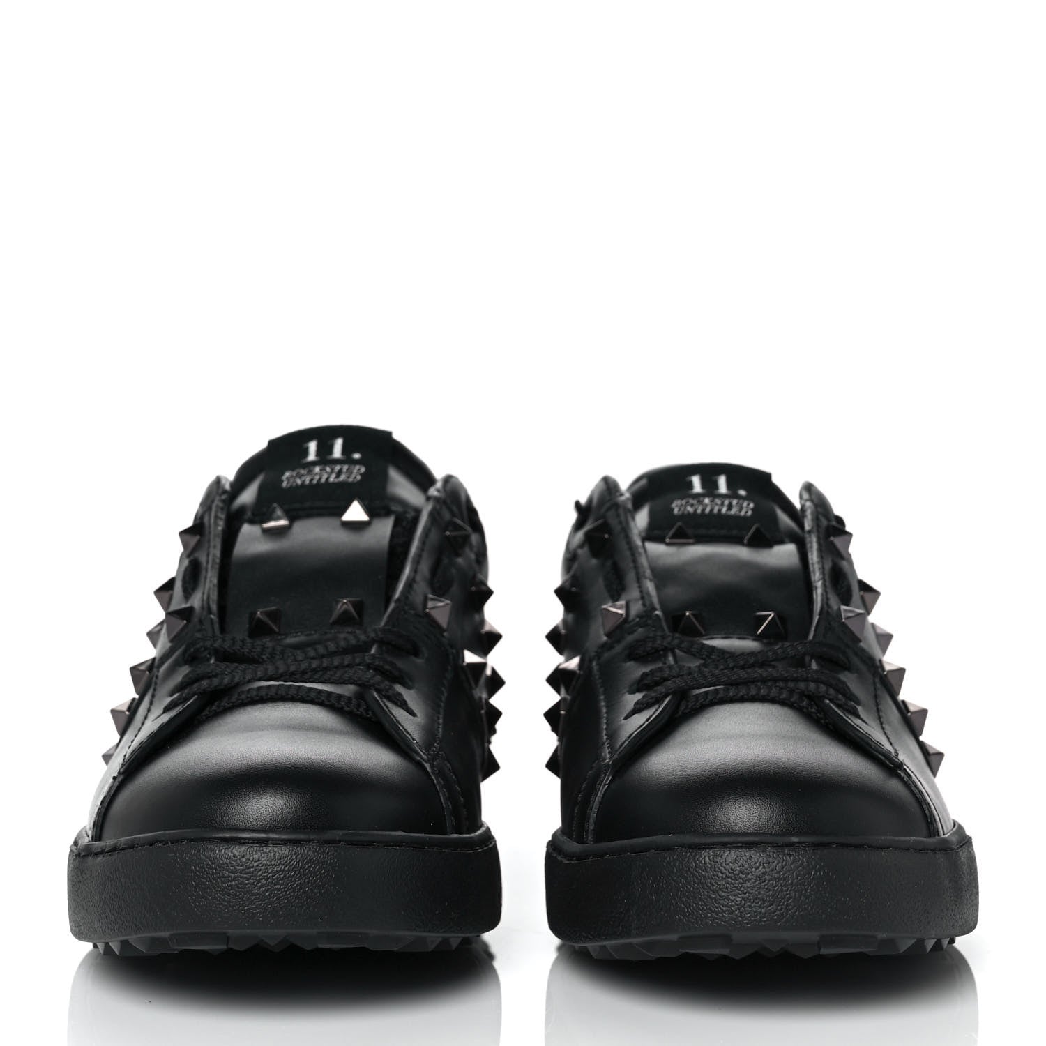 Valentino Garavani Calfskin Mens Rockstud Untitled Open Sneakers 40.5 Black 2 of 9