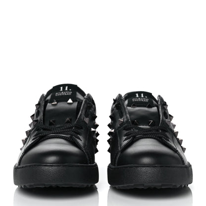 Valentino Garavani Calfskin Mens Rockstud Untitled Open Sneakers 40.5 Black 2 of 9