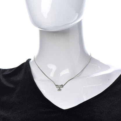 Chanel Crystal CC Bow Necklace Silver 2 of 6