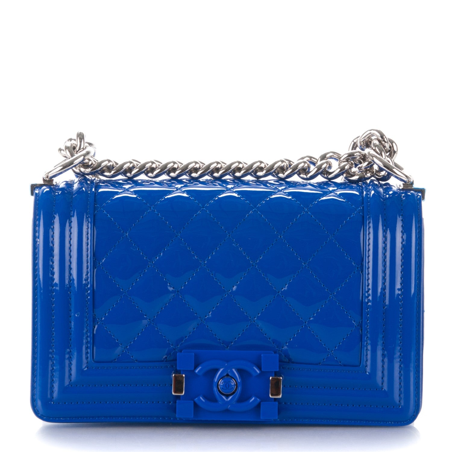 Chanel Patent Calfskin Small Boy Flap Plexiglass Bright Blue 1 of 8
